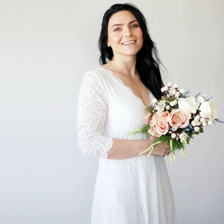 Wrap lace wedding dress with pockets #1273 Maxi Blushfashion