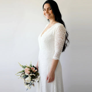 Wrap lace wedding dress with pockets #1273 Maxi Blushfashion