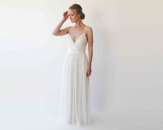 Wrap Straps lace wedding dress with pockets #1238 Maxi Blushfashion