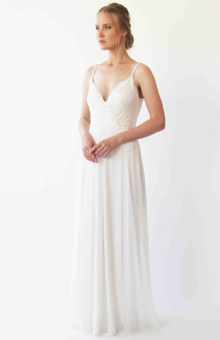 Wrap Straps  wedding dress with chiffon mesh  #1262 Maxi Blushfashion