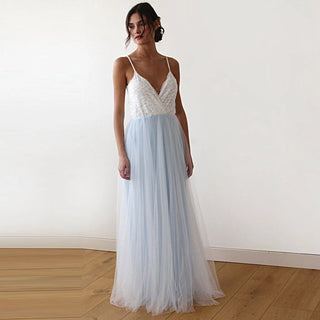 Fairy ivory & light blue tulle dress #1185 Maxi XS-S Blushfashion