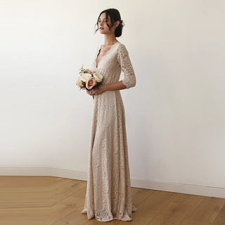 Golden Wrap lace wedding dress #1124 Maxi XS-S Blushfashion