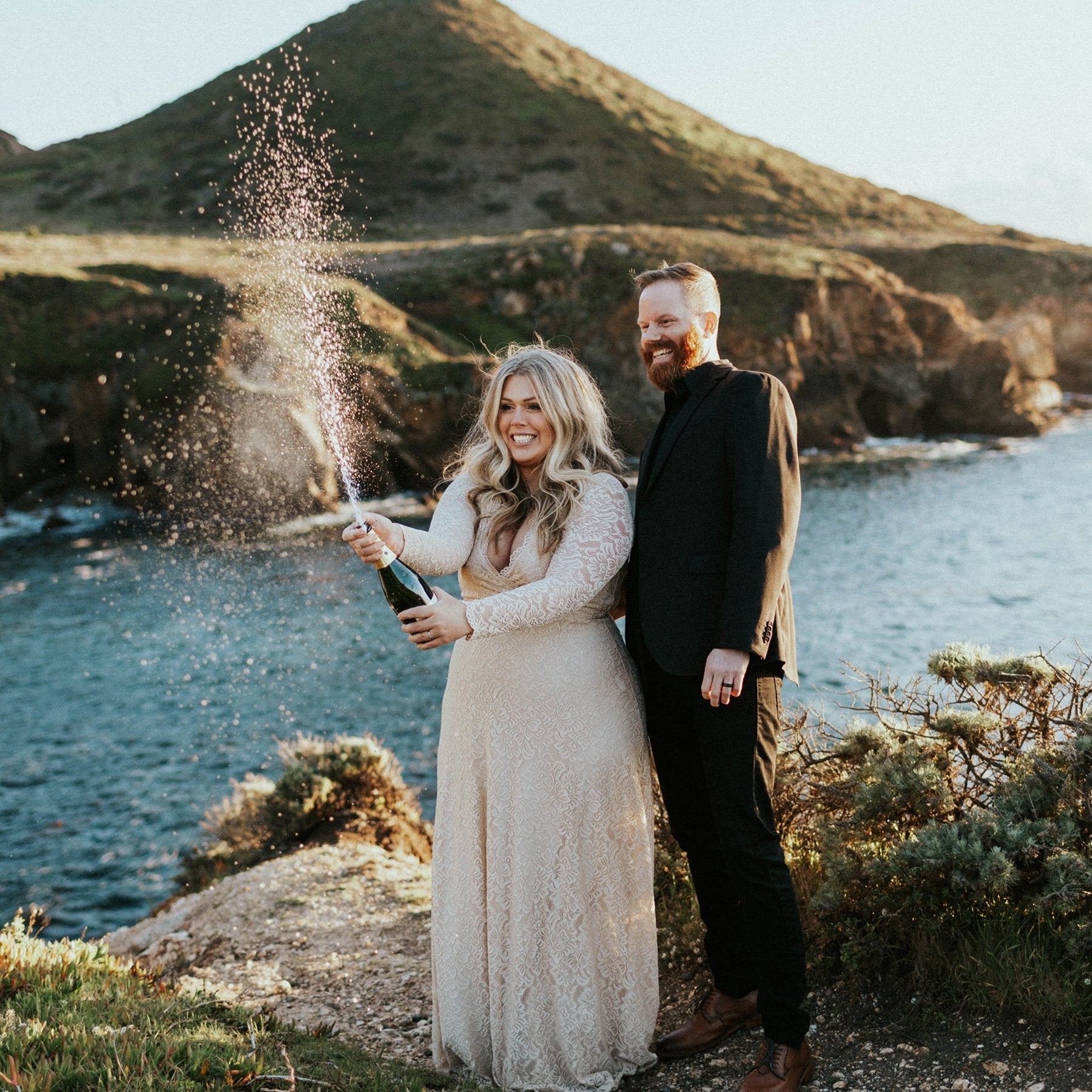 champagne lace wedding dresses Champagne A-Line Wedding Gown w/ Lace Bodice & Plunging Neckline