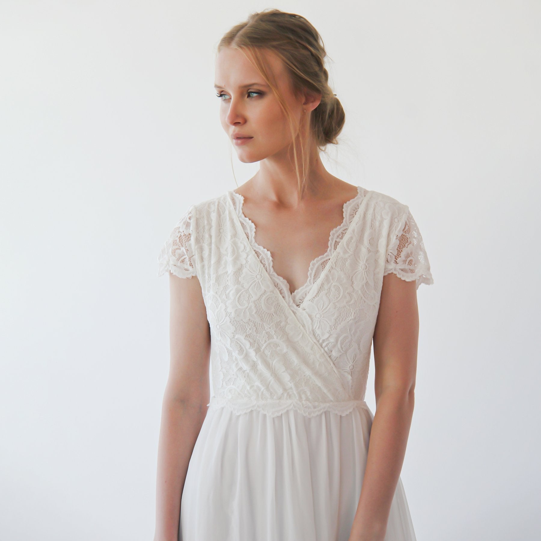Short cape sleeves dress #1235 Short cape sleeves dress #1235