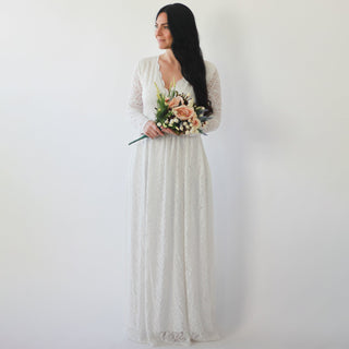 Bestseller Long sleeves Ivory wedding dress with pockets #1269 Maxi XXS-XS Blushfashion