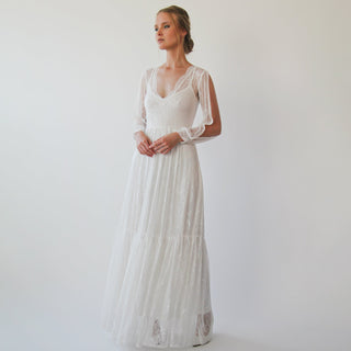 Bishop with a slit sleeves Ivory Wedding dress #1260 Maxi XXS-XS Blushfashion