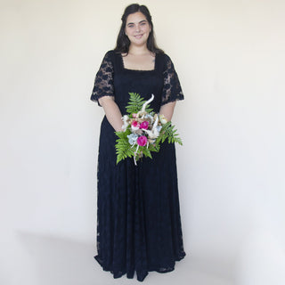 Black lace romantic dress with butterfly sleeves  #1343 Maxi XXS-XS Blushfashion