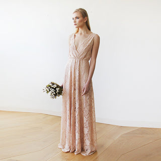 Blush Pink Sleeveless Lace i Gown #1150 Maxi XXS-XS Blushfashion
