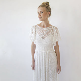 Bohemian flutter sleeve dress , fit and flare style #1368 Maxi XXS-XS Blushfashion