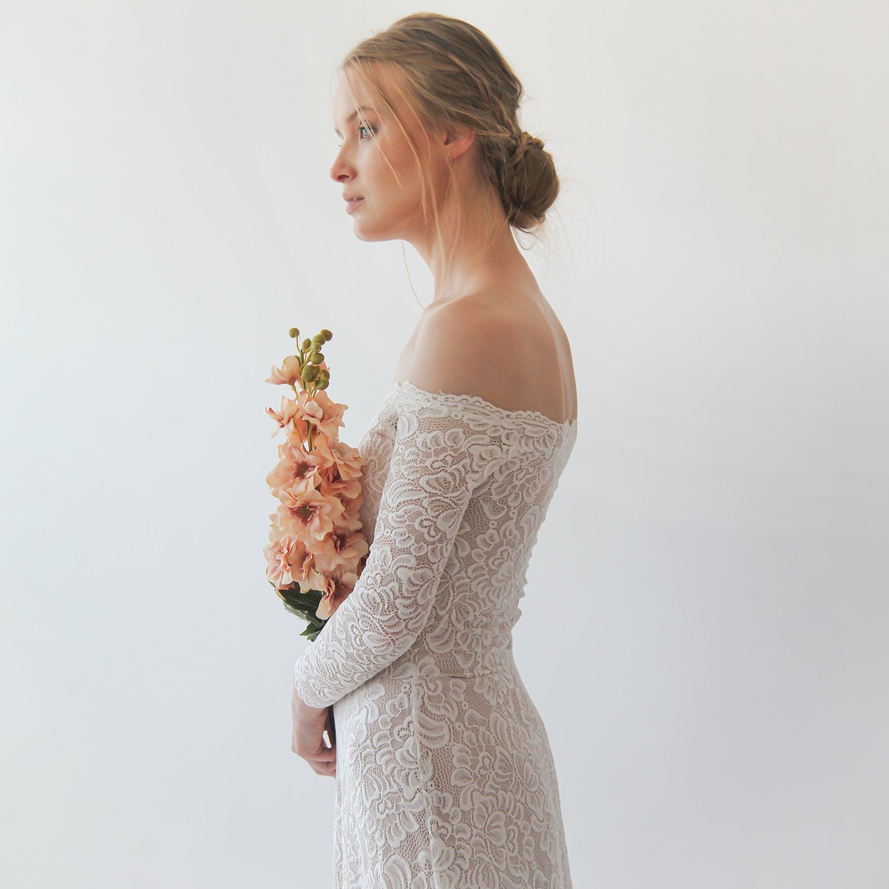 Ivory Blush Off Shoulder Wedding Dress #1257 Ivory Blush Off Shoulder Wedding Dress #1257