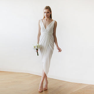 Ivory Wrap Tulip Dress  #1154 Maxi XXS-XS Blushfashion