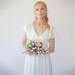 Lace Flutter Sleeves bohemian wedding dress  #1285 Maxi XXS-XS Blushfashion