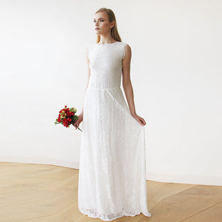 Sleeveless Ivory  Bridal Dress With Open Back #1141 Maxi XXS-XS Blushfashion