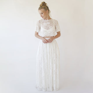 Wedding Dress Separates, Two Piece Bridal Lace Gowns #1332 Maxi XXS-XS Blushfashion