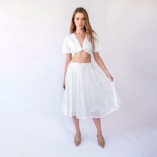 Midi-length Sequins Skirt with a Circle Design, New Eve outfit  #3043 Midi Custom Order Blushfashion
