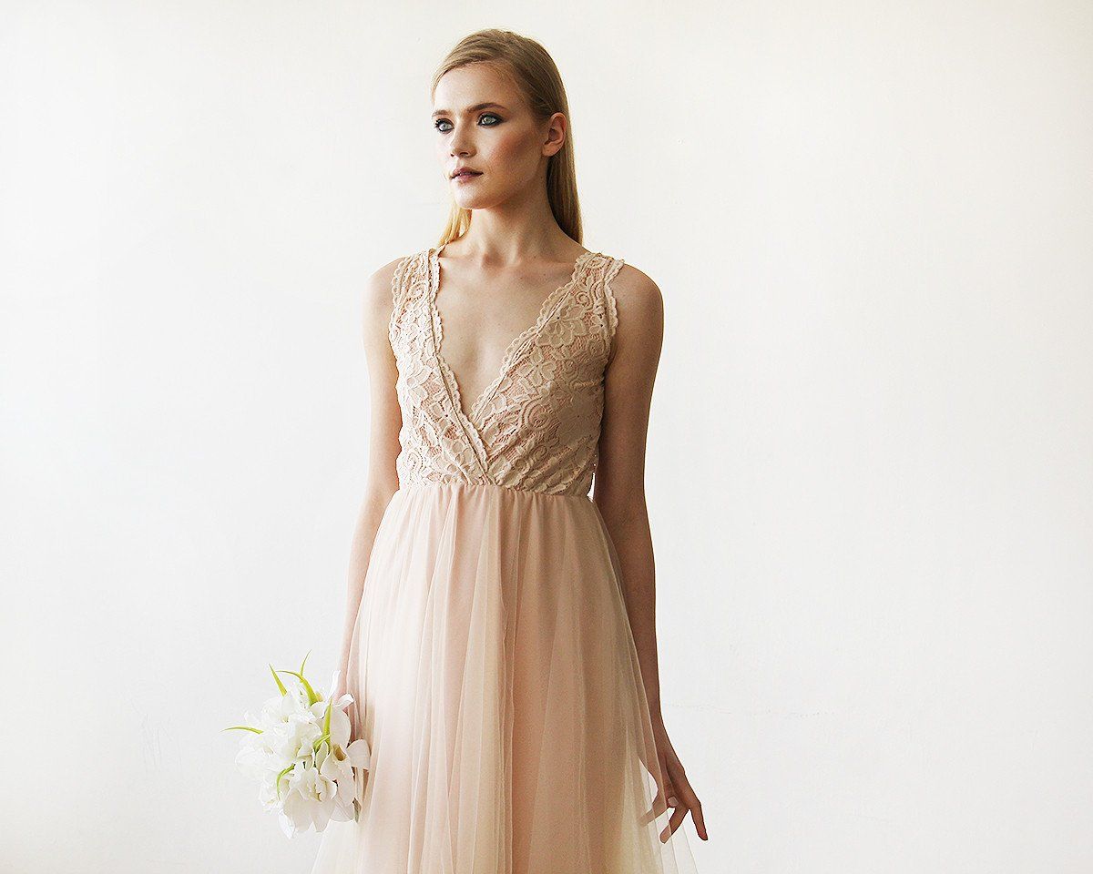 Pink Tulle and Lace Short Dress #1157