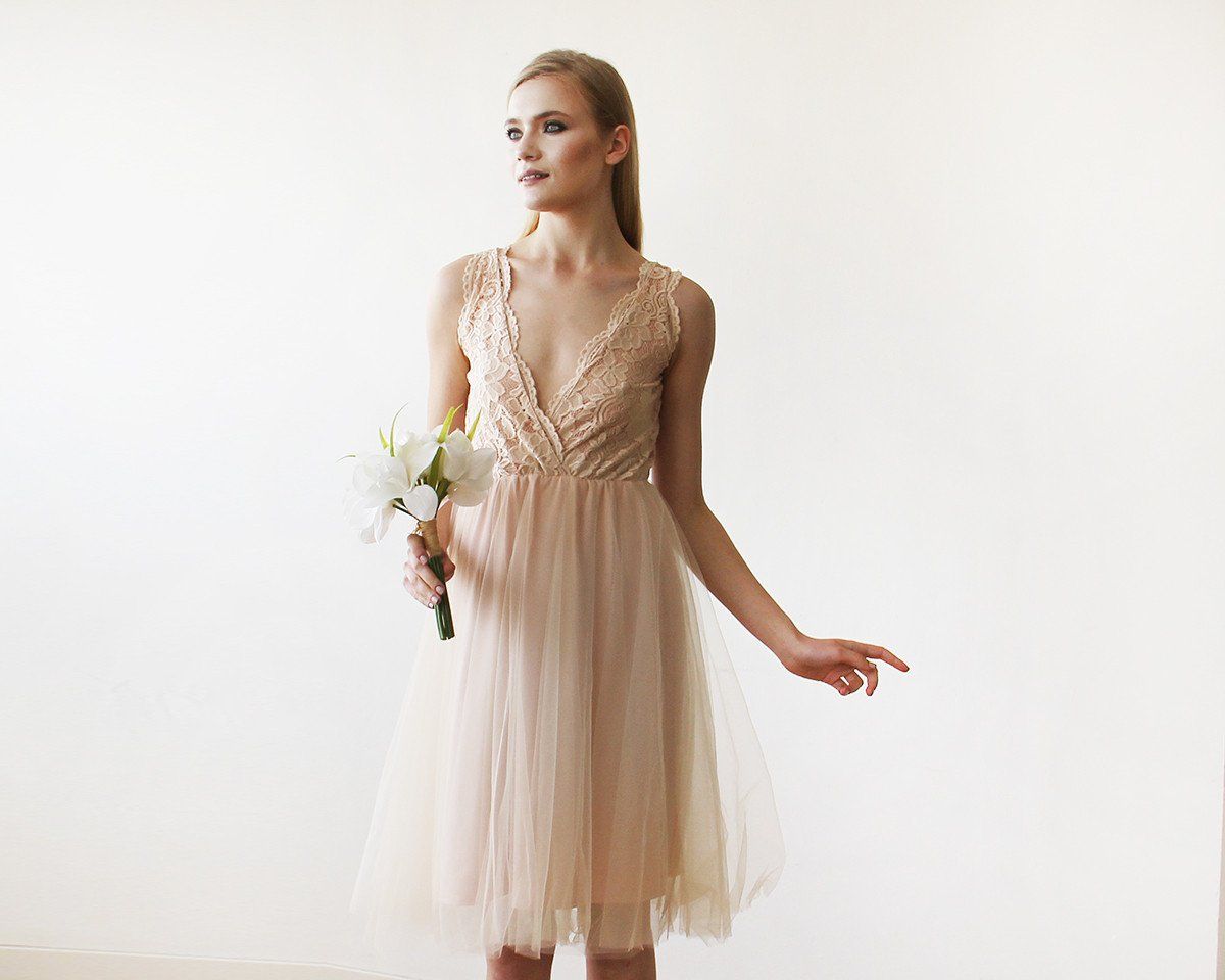 Pink Tulle and Lace Short Dress #1157 Pink Tulle and Lace Short Dress #1157