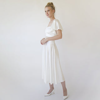 Silky Wedding Midi Skirt, Bridal Satin Tea length wedding Skirt #3039 Midi Blushfashion