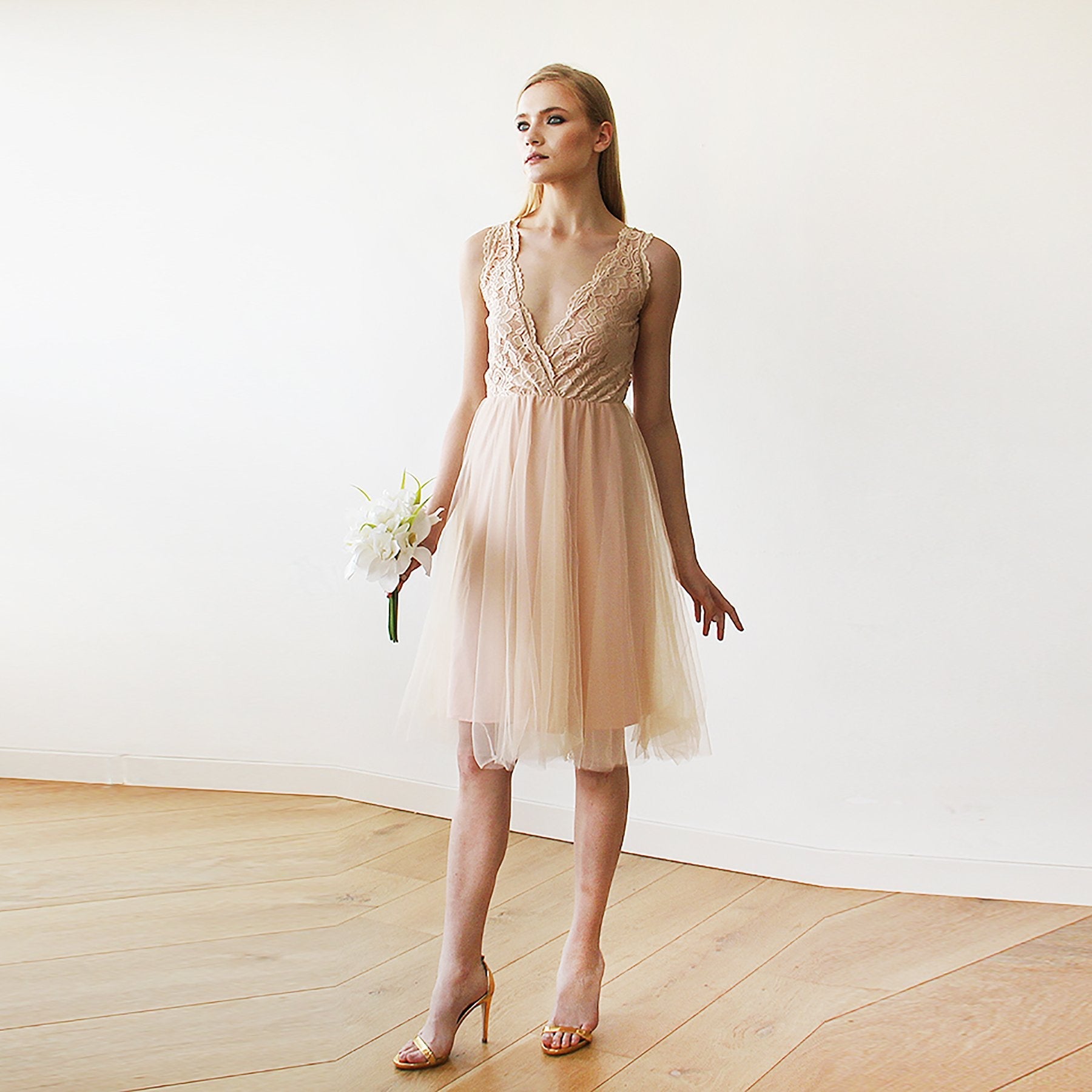 Pink Tulle and Lace Short Dress #1157 Pink Tulle and Lace Short Dress #1157