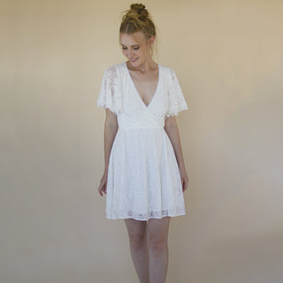 Short lace bohemian wedding dress ,Mini wedding dress #1372 Mini Blushfashion