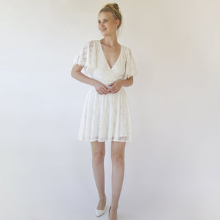 bohemian style short wedding dresses Short Sleeve Boho Wedding Dress