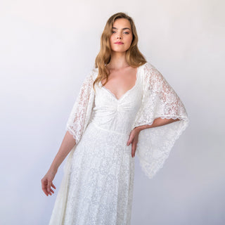 New Collection Angel Sleeves, Sweetheart neckline, Ivory Wedding Dress, Long lace skirt #1426 Blushfashion