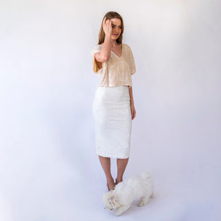 Pencil Bridal Sequins Skirt with a slit, New Year's Eve Party Skirt #3045 Blushfashion
