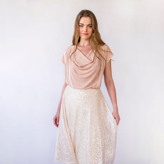 Sequins Circle skirt T-length Glitter Skirt Pastel Color #3043 Blushfashion