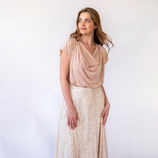 Sequins Circle skirt T-length Glitter Skirt Pastel Color #3043 Blushfashion