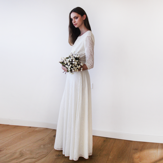 Ivory Lace Wedding Maxi Skirt #3021 skirts Blushfashion