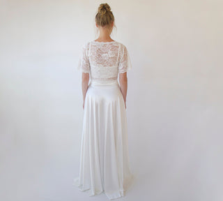 Silky Wedding Maxi Skirt Bridal Satin Long Skirt,  Minimalist wedding skirt with a slit #3040 skirts Blushfashion