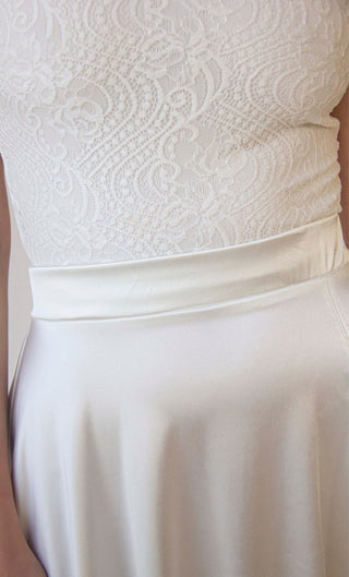 Silky Wedding Maxi Skirt Bridal Satin Long Skirt,  Minimalist wedding skirt with a slit #3040 skirts Blushfashion
