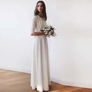 Ivory Lace Wedding Maxi Skirt #3021 skirts XXS-XS Blushfashion