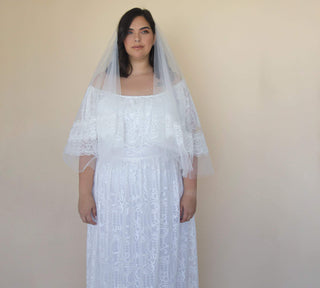 Vintage style soft wedding veil, custom length veil 4061 Blushfashion