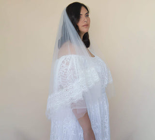 Vintage style soft wedding veil, custom length veil 4061 Blushfashion