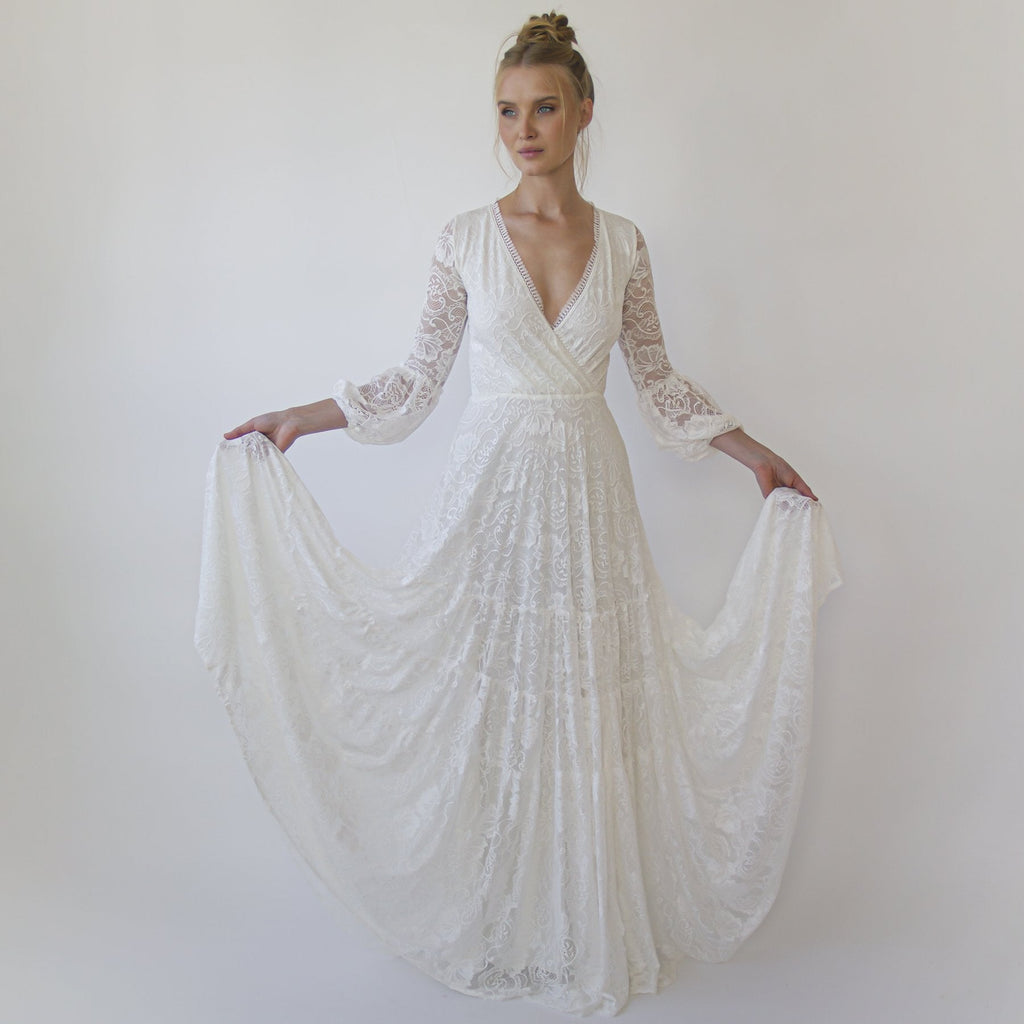 Bestseller Gipsy layered Boho lace wedding dress #1365