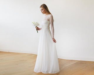 Ivory Chiffon Round Neckline Bridal Dress  #1102 Maxi Blushwomen