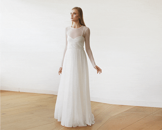 Ivory Chiffon Round Neckline Bridal Dress  #1102 Maxi Blushwomen