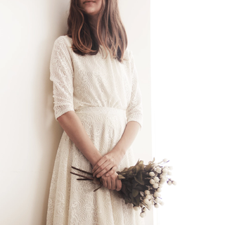 Ivory 3/4 sleeves lace bridal top #2025 Tops Custom Order Blushwomen