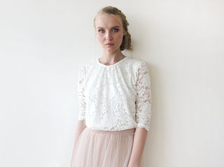 Ivory Modest lace top #2051 Tops Blushwomen