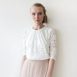 Ivory Modest lace top #2051 Tops XXS-XS Blushwomen