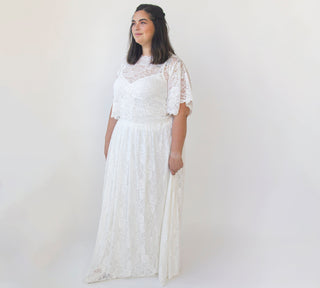 Bridal Lace skirt with pockets , bohemian bridal wear #3037